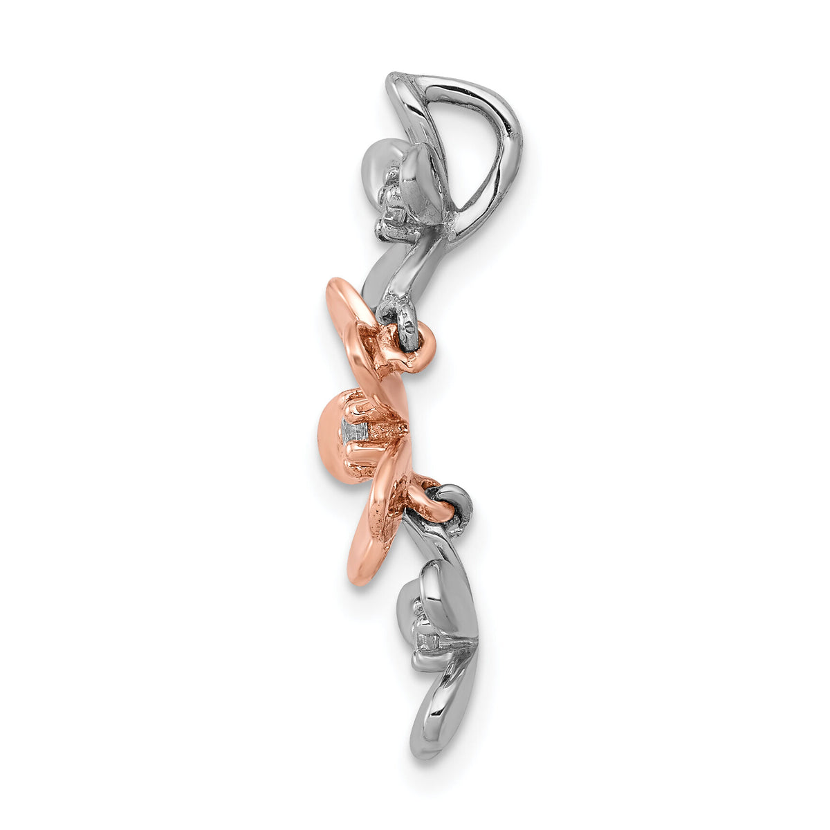 14k Rose and White Gold 1/10ct. Diamond Three Flower Chain Slide-PM4038-009-RWA
