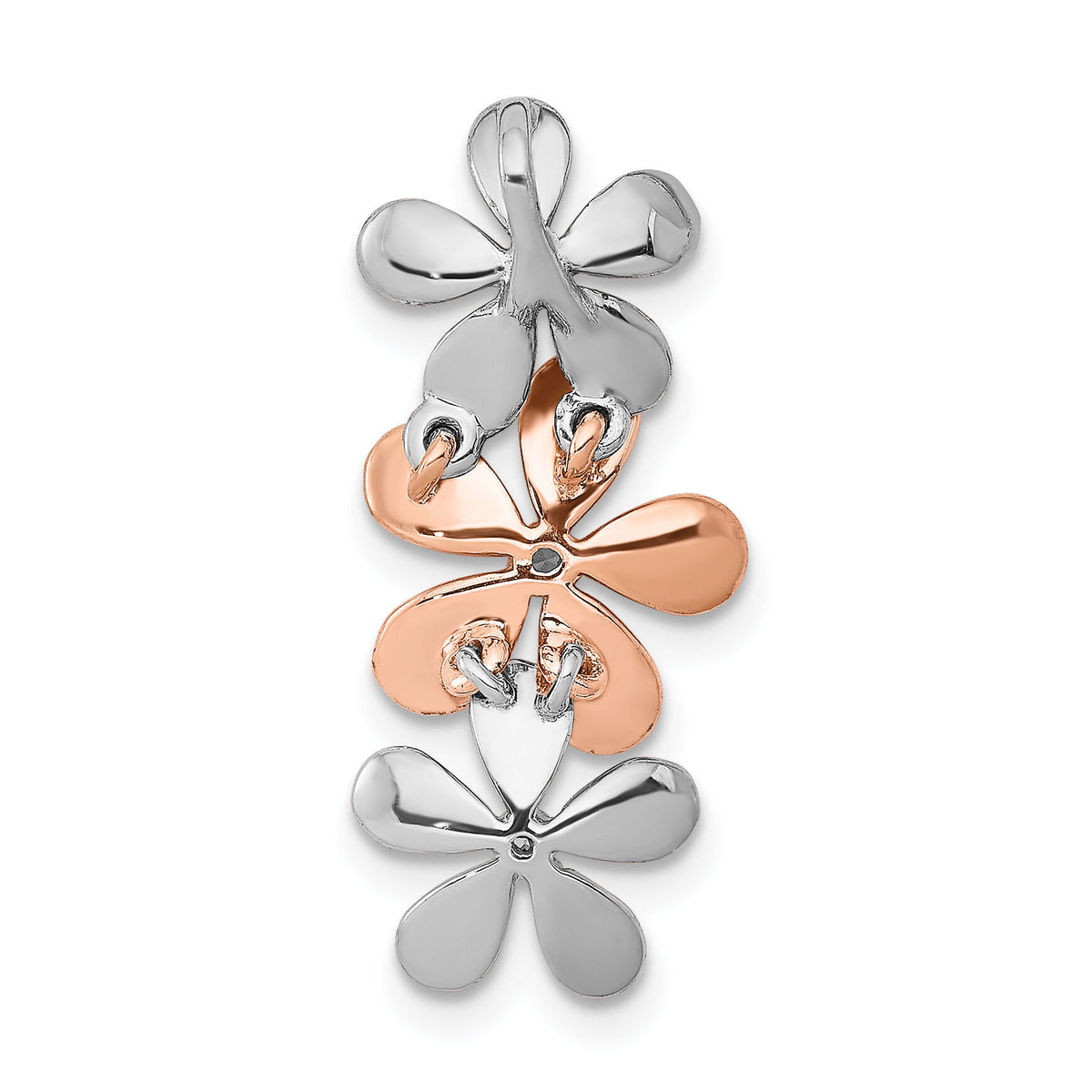 14k Rose and White Gold 1/10ct. Diamond Three Flower Chain Slide-PM4038-009-RWA