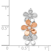 14k Rose and White Gold 1/10ct. Diamond Three Flower Chain Slide-PM4038-009-RWA