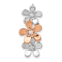 14k Rose and White Gold 1/10ct. Diamond Three Flower Chain Slide-PM4038-009-RWA