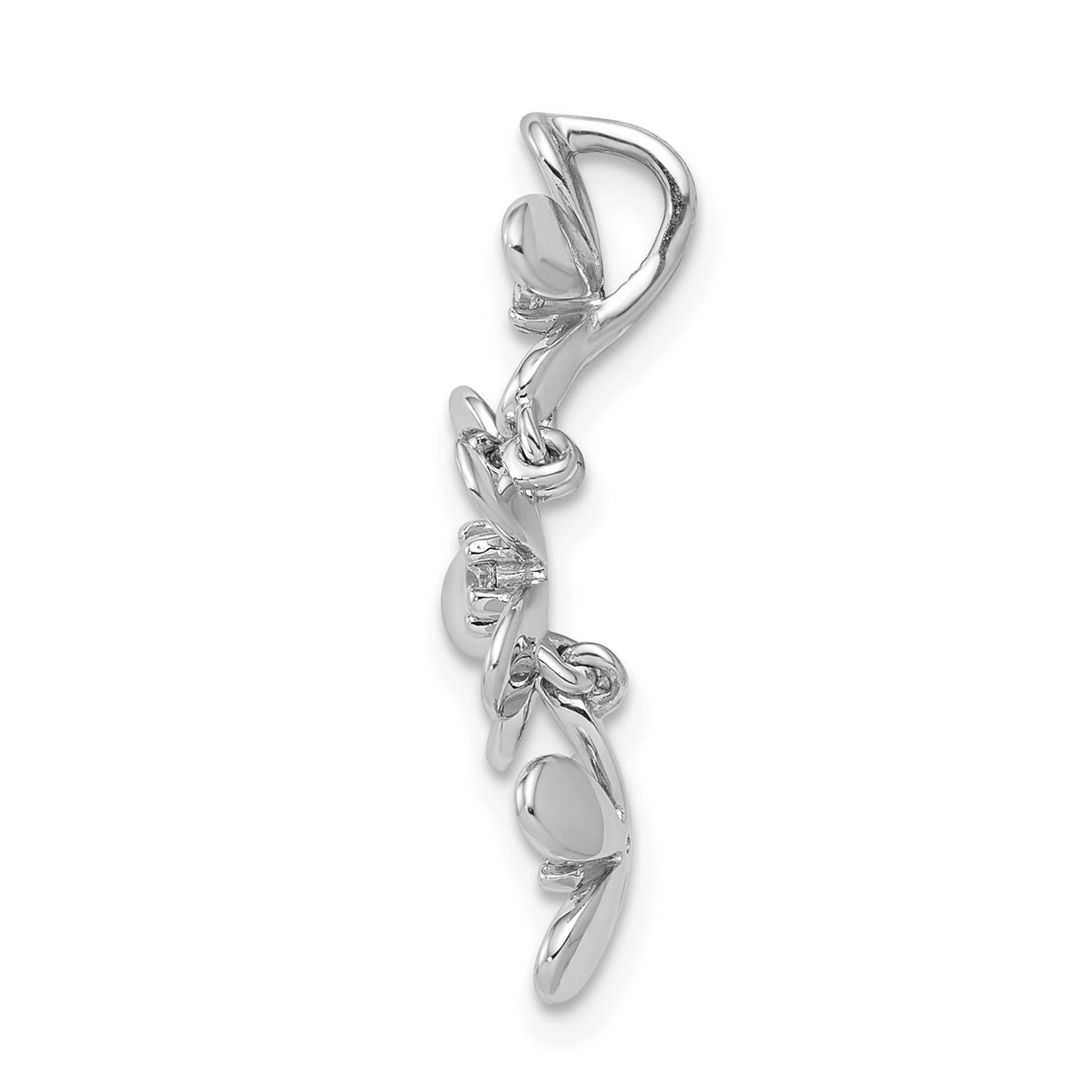 14k White Gold 1/10ct. Diamond Three Flower Chain Slide-PM4038-009-WA