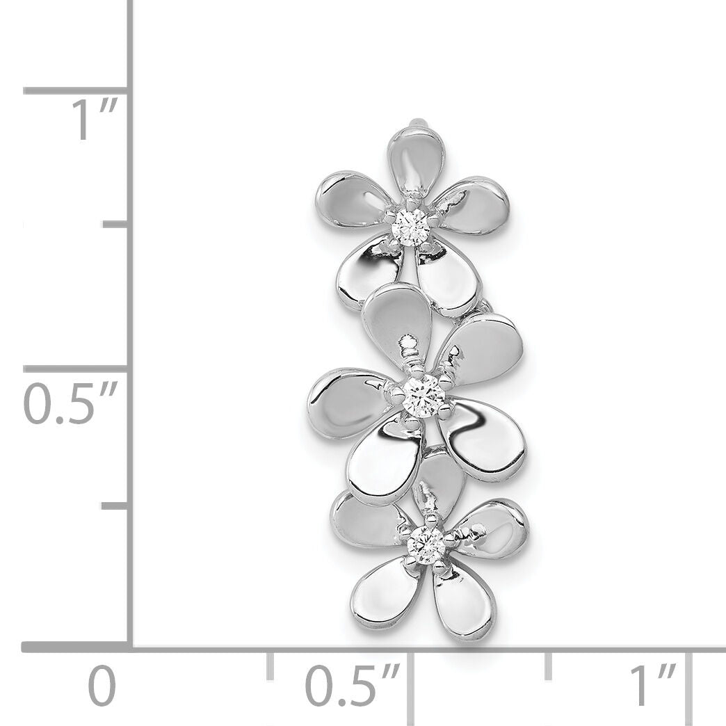 14k White Gold 1/10ct. Diamond Three Flower Chain Slide-PM4038-009-WA