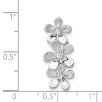 14k White Gold 1/10ct. Diamond Three Flower Chain Slide-PM4038-009-WA