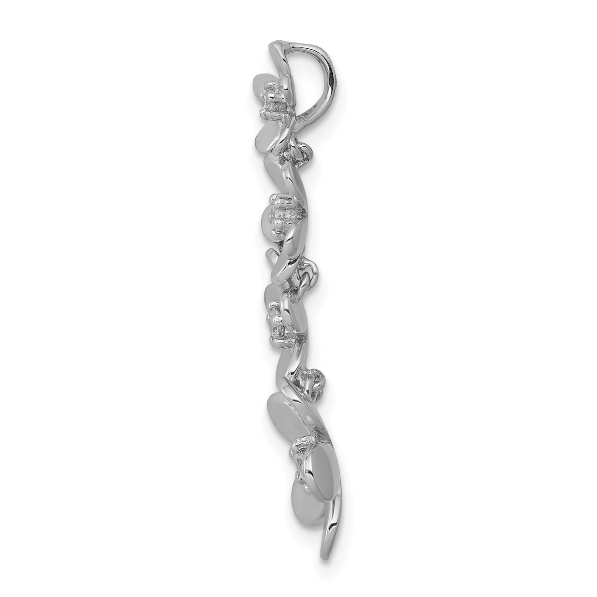 14k White Gold 1/8ct. Diamond Four Flower Chain Slide-PM4039-012-WA