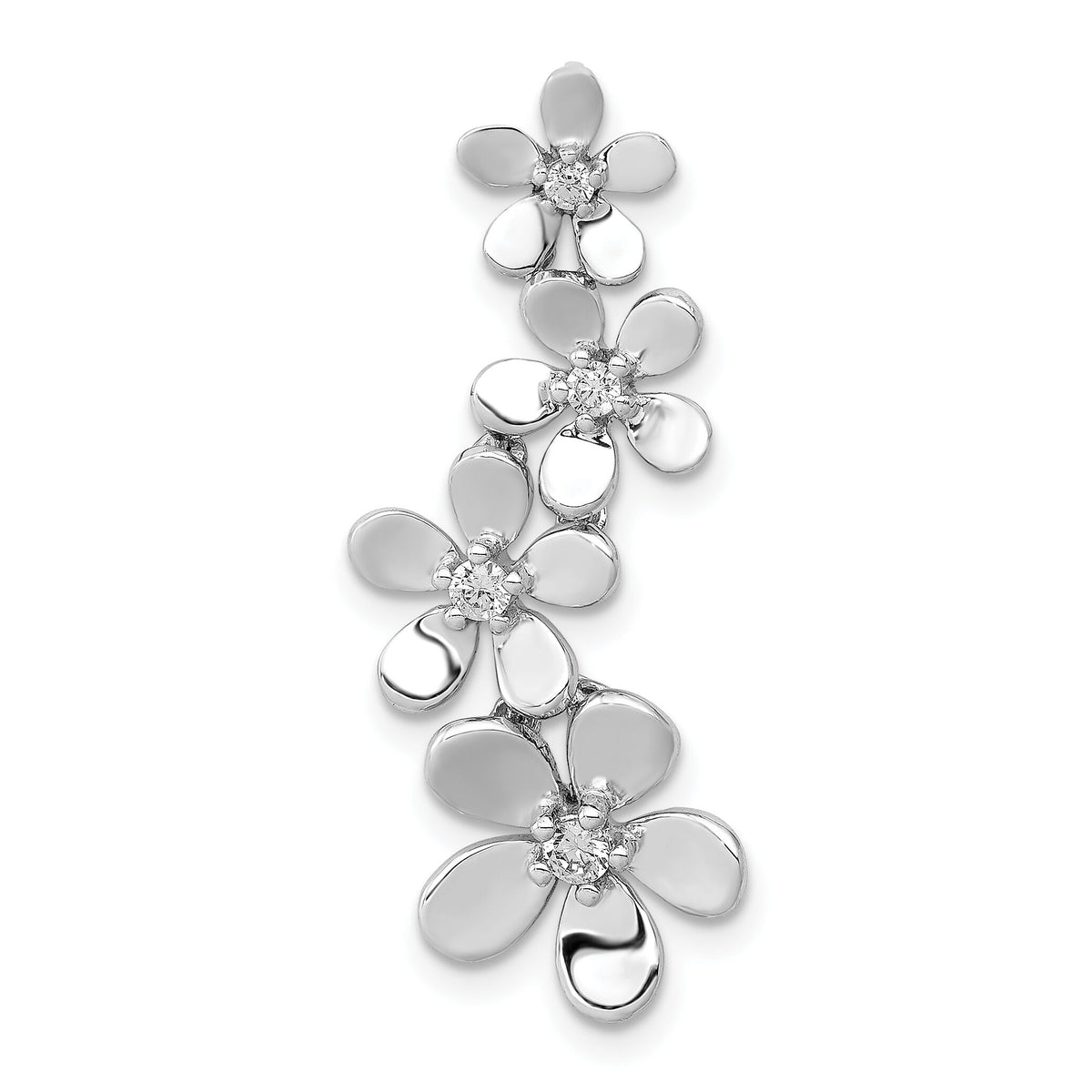 14k White Gold 1/8ct. Diamond Four Flower Chain Slide-PM4039-012-WA