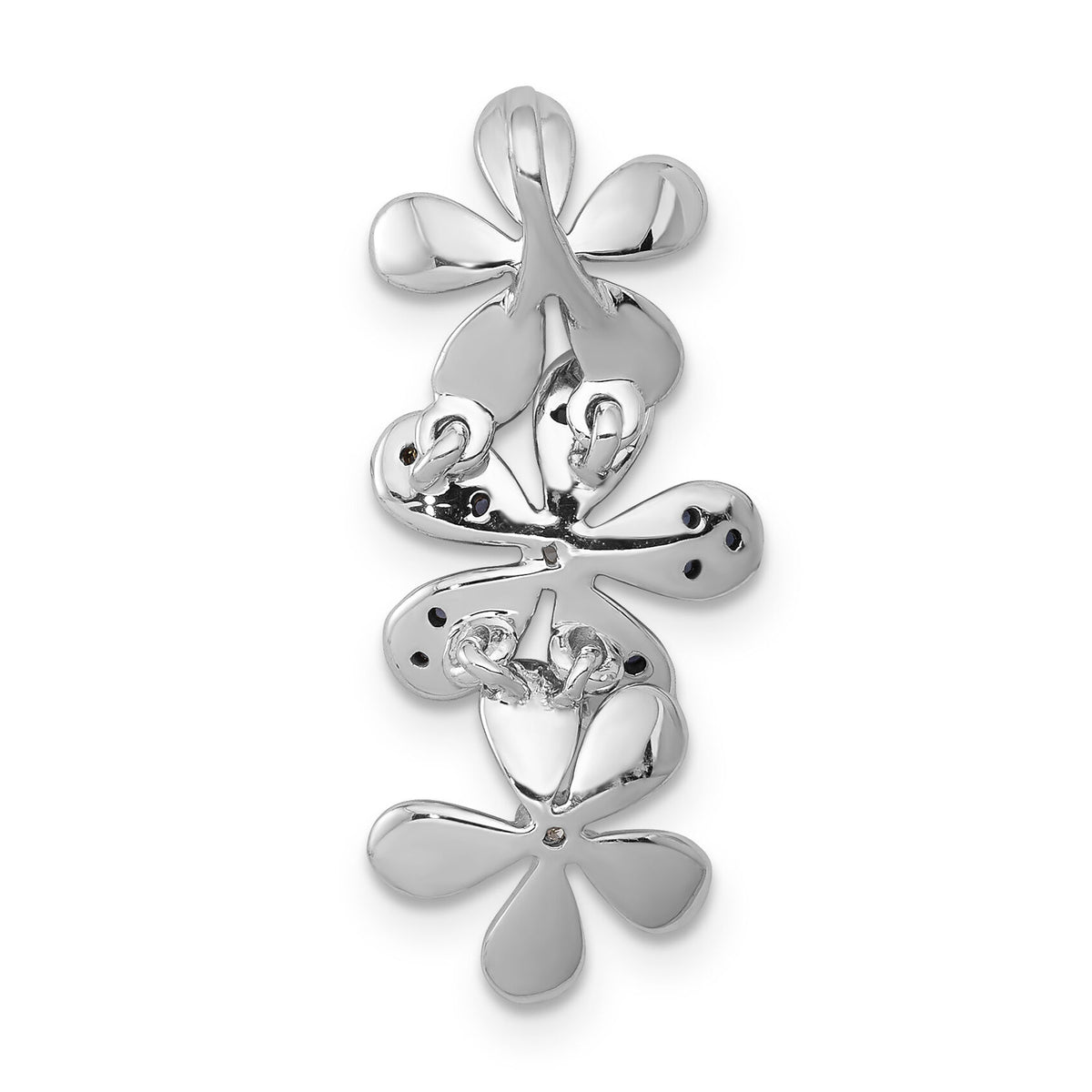 14k White Gold Diamond and Sapphire 3 Flowers Pendant-PM4044-SA-009-WA