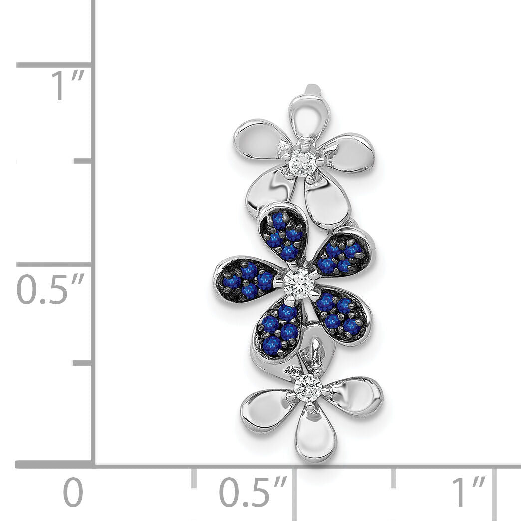 14k White Gold Diamond and Sapphire 3 Flowers Pendant-PM4044-SA-009-WA