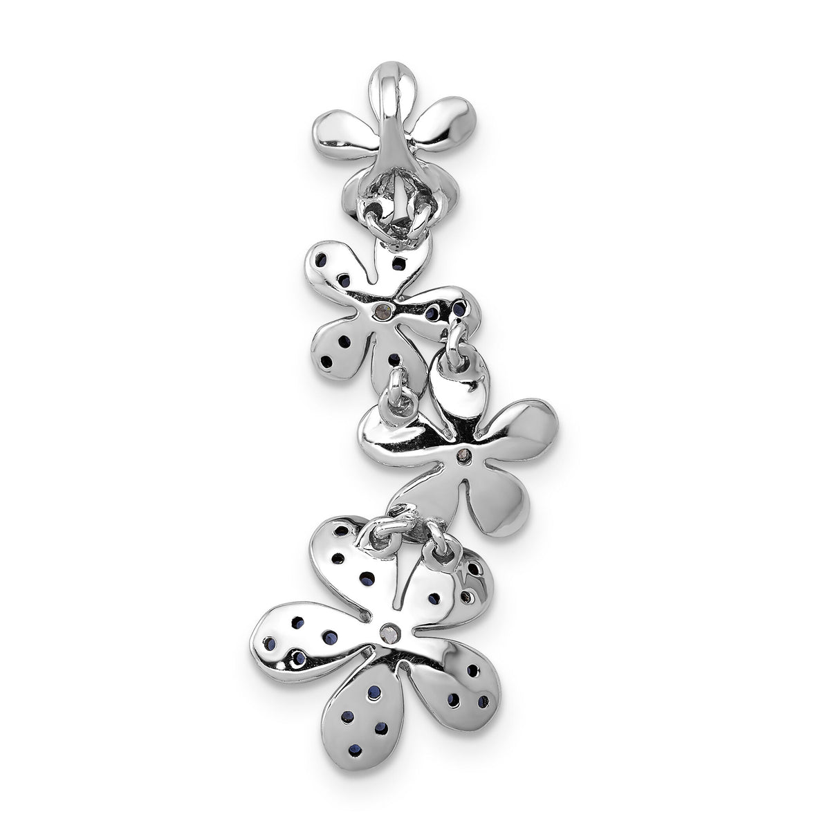 14k White Gold Diamond and .29 Sapphire 4 Flowers Pendant-PM4045-SA-012-WA
