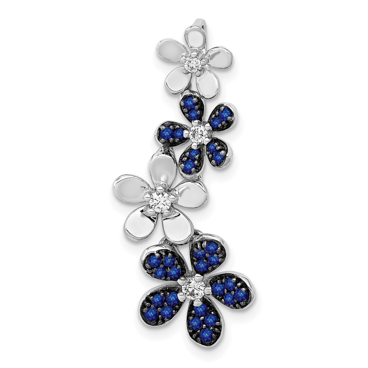 14k White Gold Diamond and .29 Sapphire 4 Flowers Pendant-PM4045-SA-012-WA
