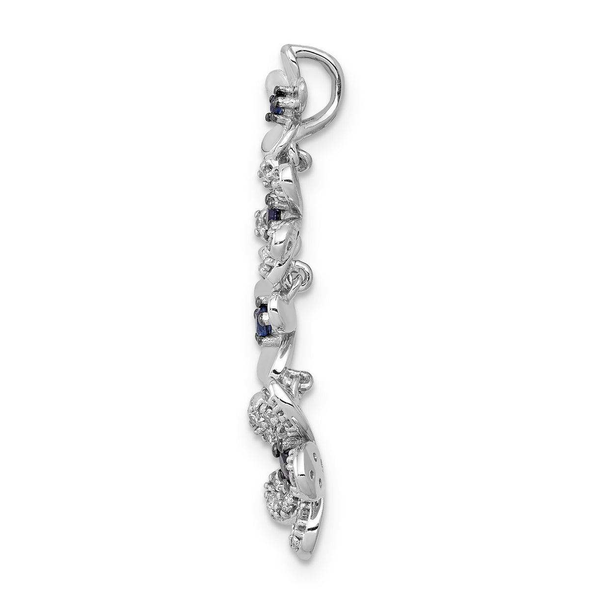 14k White Gold Diamond and .19 Sapphire 4 Flowers Pendant-PM4045-SA-025-WA