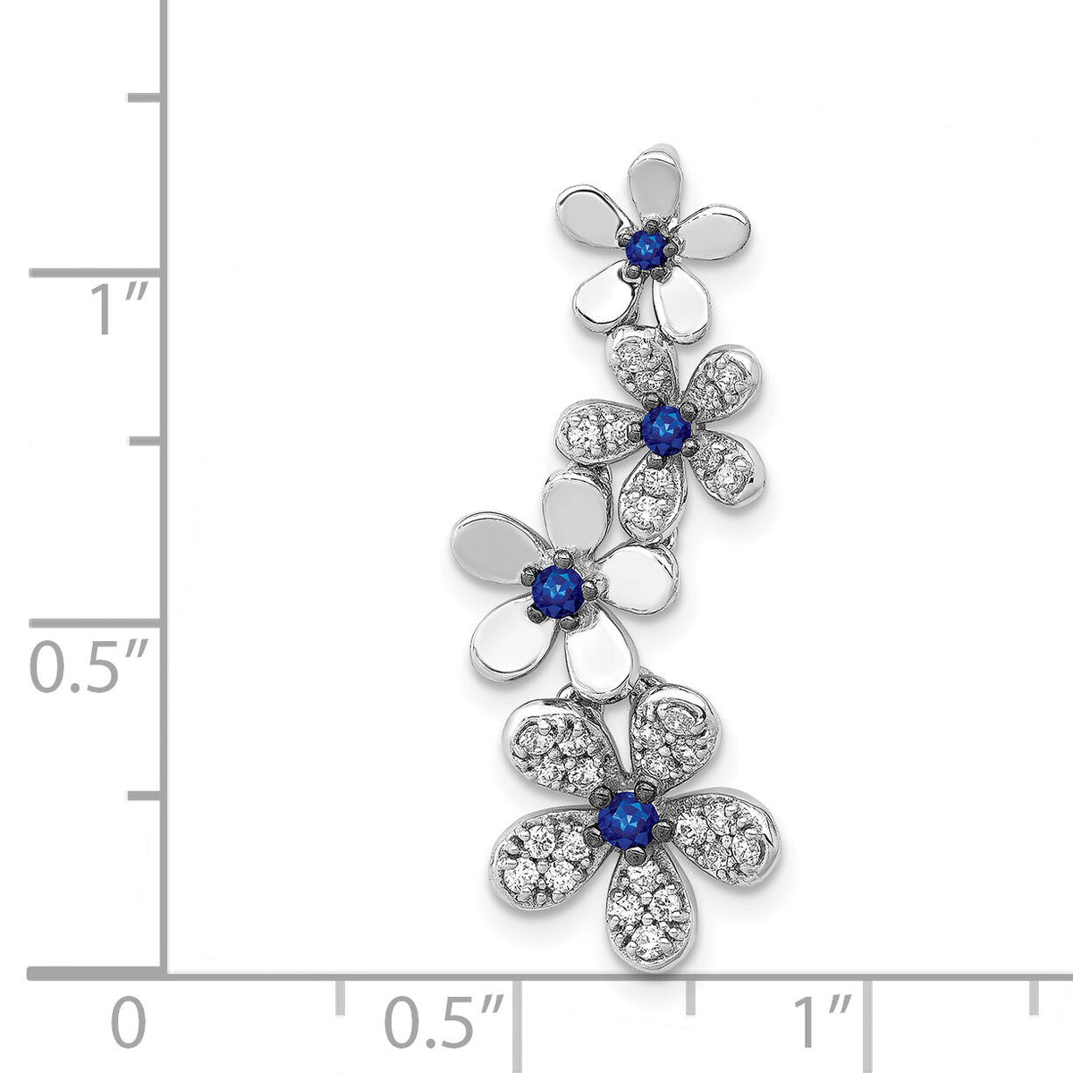14k White Gold Diamond and .19 Sapphire 4 Flowers Pendant-PM4045-SA-025-WA