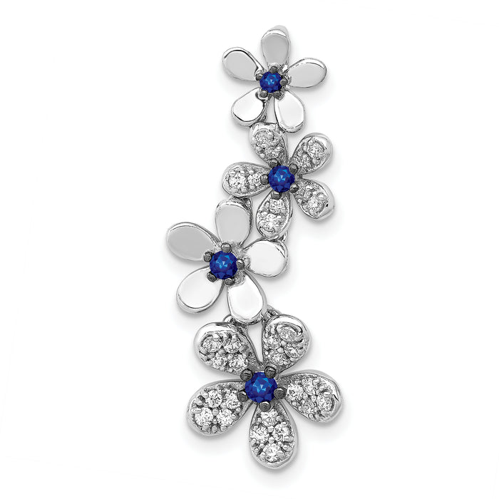 14k White Gold Diamond and .19 Sapphire 4 Flowers Pendant-PM4045-SA-025-WA