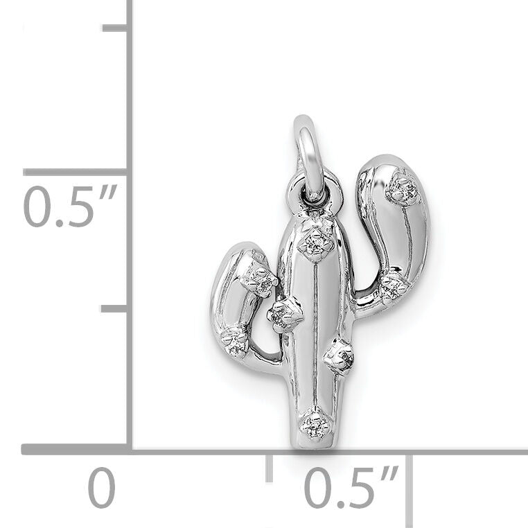14k White Gold .03ct. Diamond Cactus Pendant-PM4048-003-WA