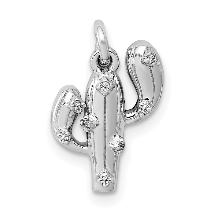 14k White Gold .03ct. Diamond Cactus Pendant-PM4048-003-WA