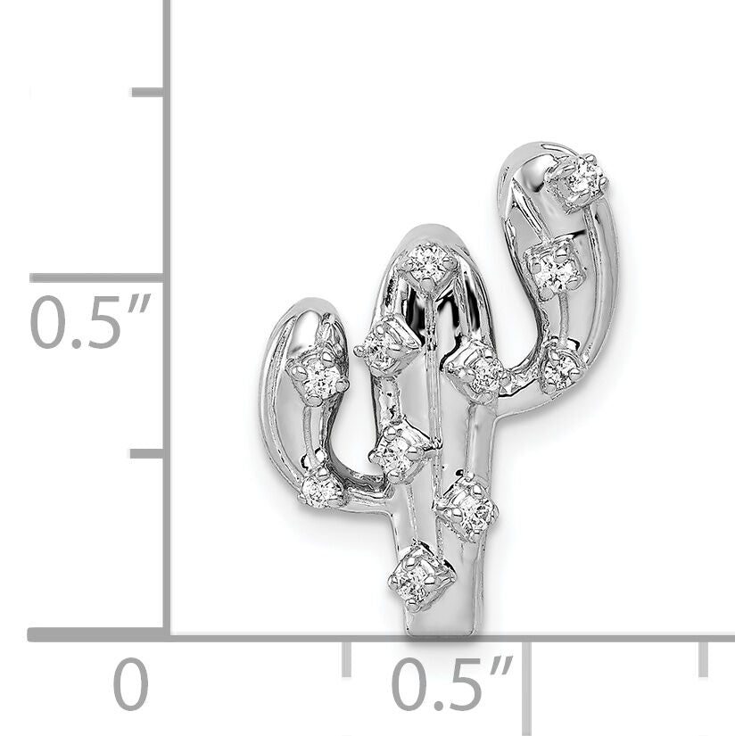 14k White Gold 1/10ct. Diamond Cactus Pendant-PM4048-010-WA