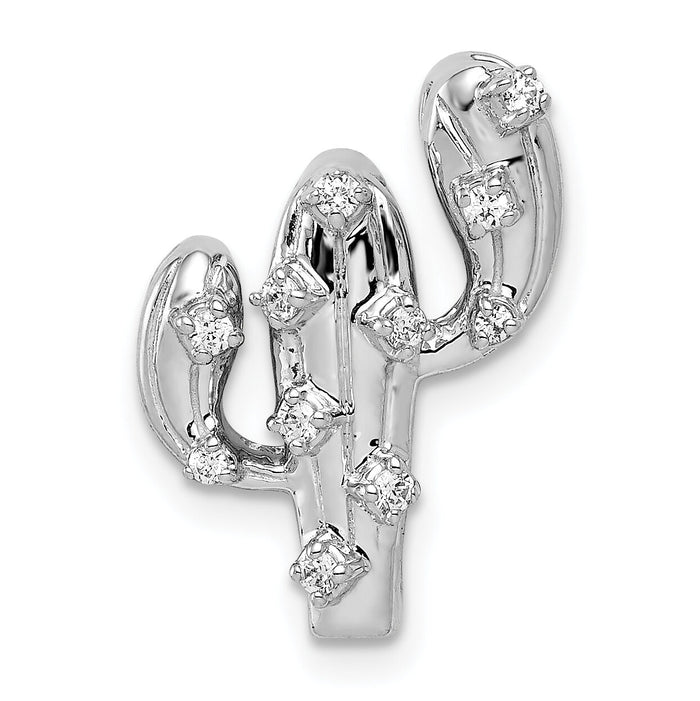 14k White Gold 1/10ct. Diamond Cactus Pendant-PM4048-010-WA