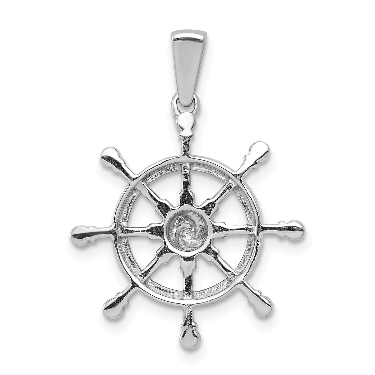 14k White Gold 1/6ct. Diamond Ship Wheel Pendant-PM4050-016-WA