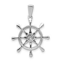 14k White Gold 1/6ct. Diamond Ship Wheel Pendant-PM4050-016-WA