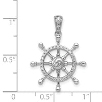 14k White Gold 1/6ct. Diamond Ship Wheel Pendant-PM4050-016-WA