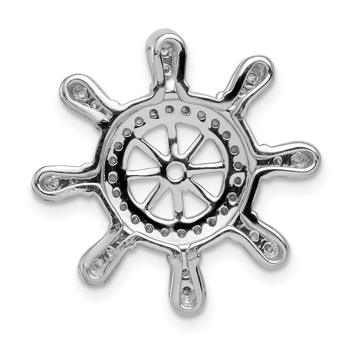 14k White Gold 1/4ct. Diamond Ship Wheel Pendant-PM4052-025-WA