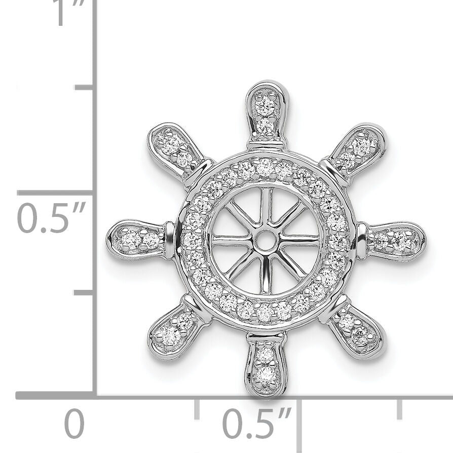 14k White Gold 1/4ct. Diamond Ship Wheel Pendant-PM4052-025-WA
