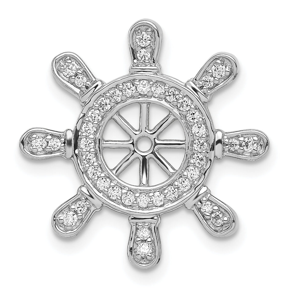 14k White Gold 1/4ct. Diamond Ship Wheel Pendant-PM4052-025-WA