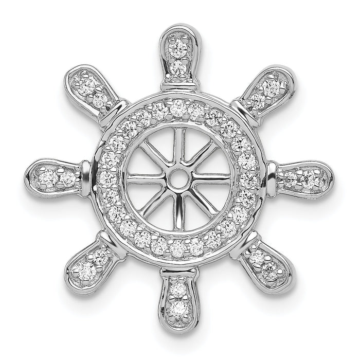 14k White Gold 1/4ct. Diamond Ship Wheel Pendant-PM4052-025-WA