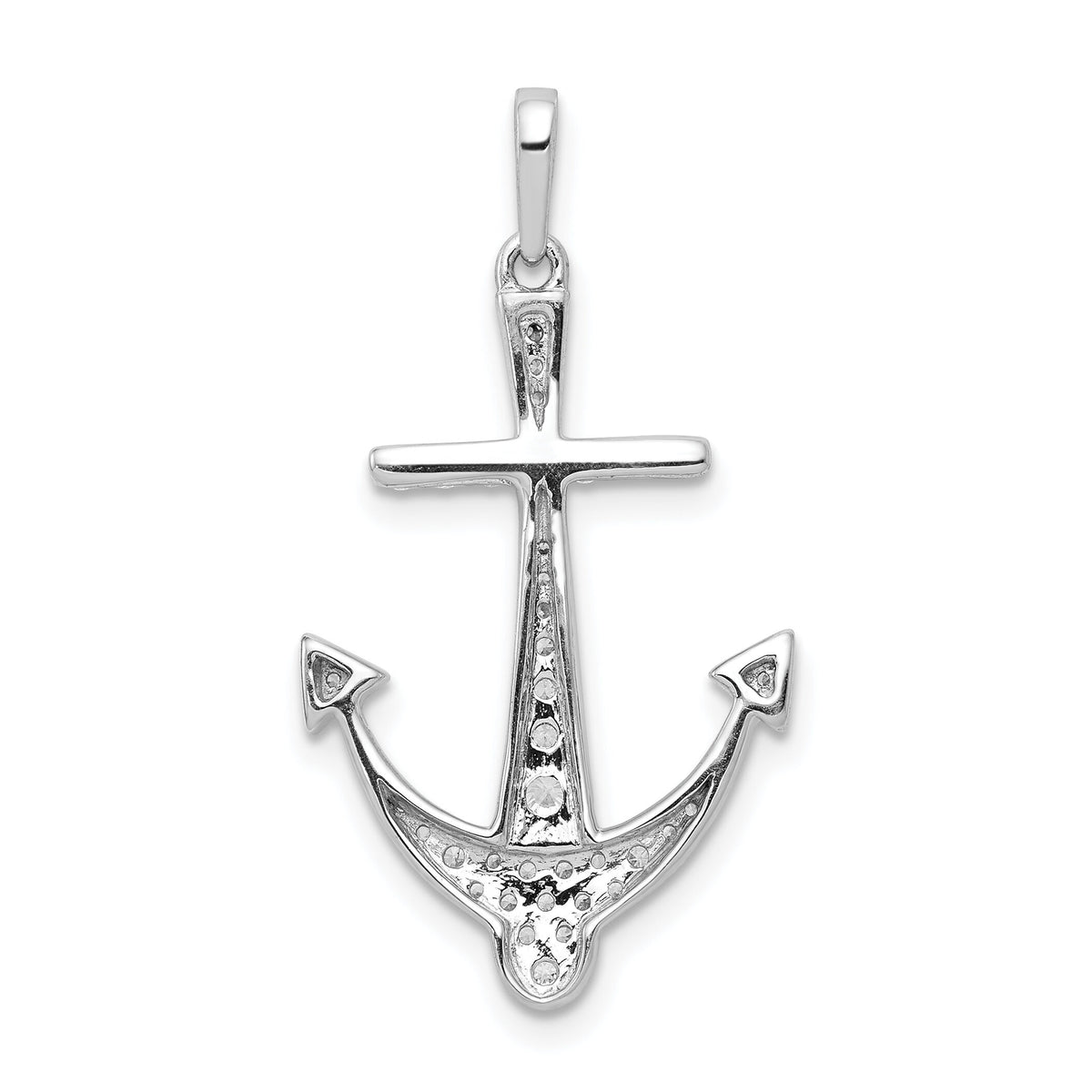 14k White Gold 1/4ct. Diamond Anchor Pendant-PM4053-025-WA