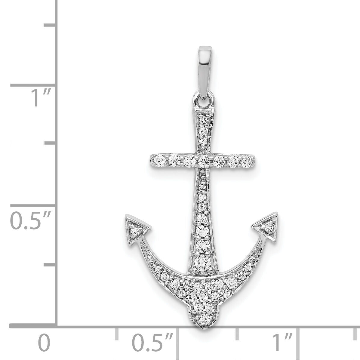 14k White Gold 1/4ct. Diamond Anchor Pendant-PM4053-025-WA
