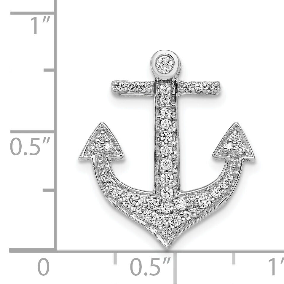 14k White Gold 1/4ct. Diamond Anchor Chain Slide-PM4054-025-WA