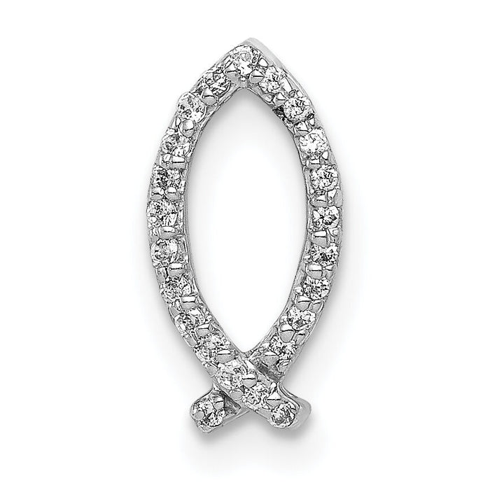 14k White Gold 1/15ct. Diamond Ichthus Chain Slide-PM4058-008-WA