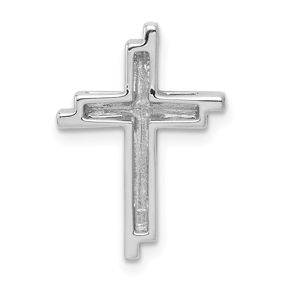14k White Gold 1/10ct. Diamond Double Cross Chain Slide-PM4060-009-WA