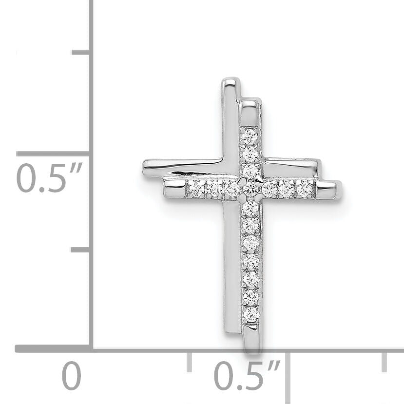 14k White Gold 1/10ct. Diamond Double Cross Chain Slide-PM4060-009-WA
