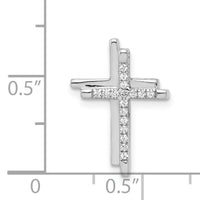 14k White Gold 1/10ct. Diamond Double Cross Chain Slide-PM4060-009-WA