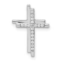 14k White Gold 1/10ct. Diamond Double Cross Chain Slide-PM4060-009-WA