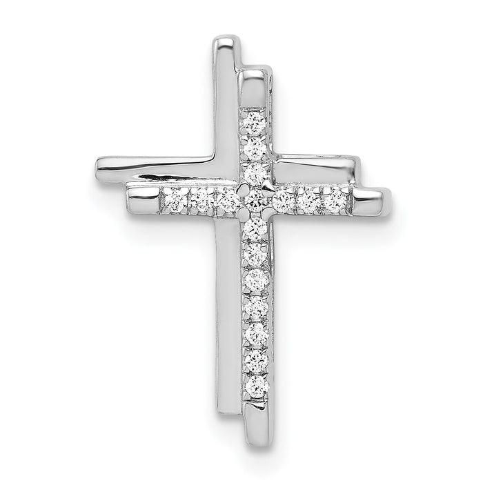 14k White Gold 1/10ct. Diamond Double Cross Chain Slide-PM4060-009-WA