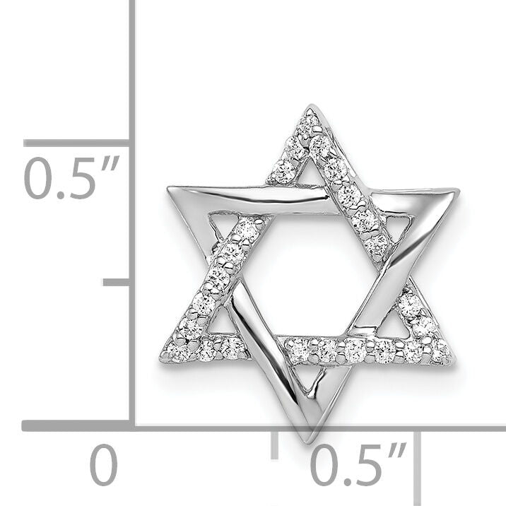 14k White Gold 1/8ct. Diamond Star of David Chain Slide-PM4065-012-WA