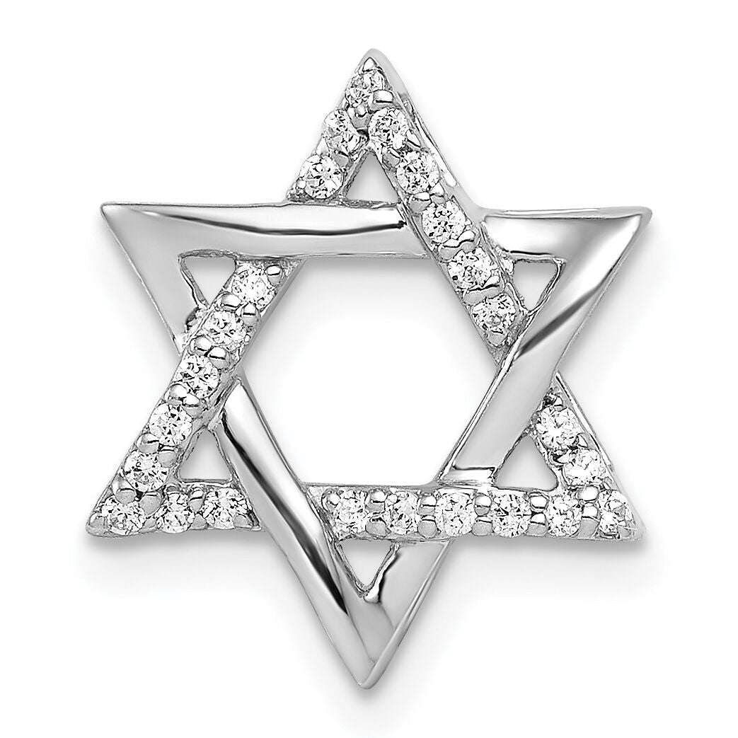 14k White Gold 1/8ct. Diamond Star of David Chain Slide-PM4065-012-WA