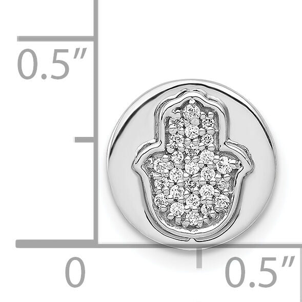 14k White Gold 1/10ct. Diamond Hamsa Chain Slide-PM4066-010-WA