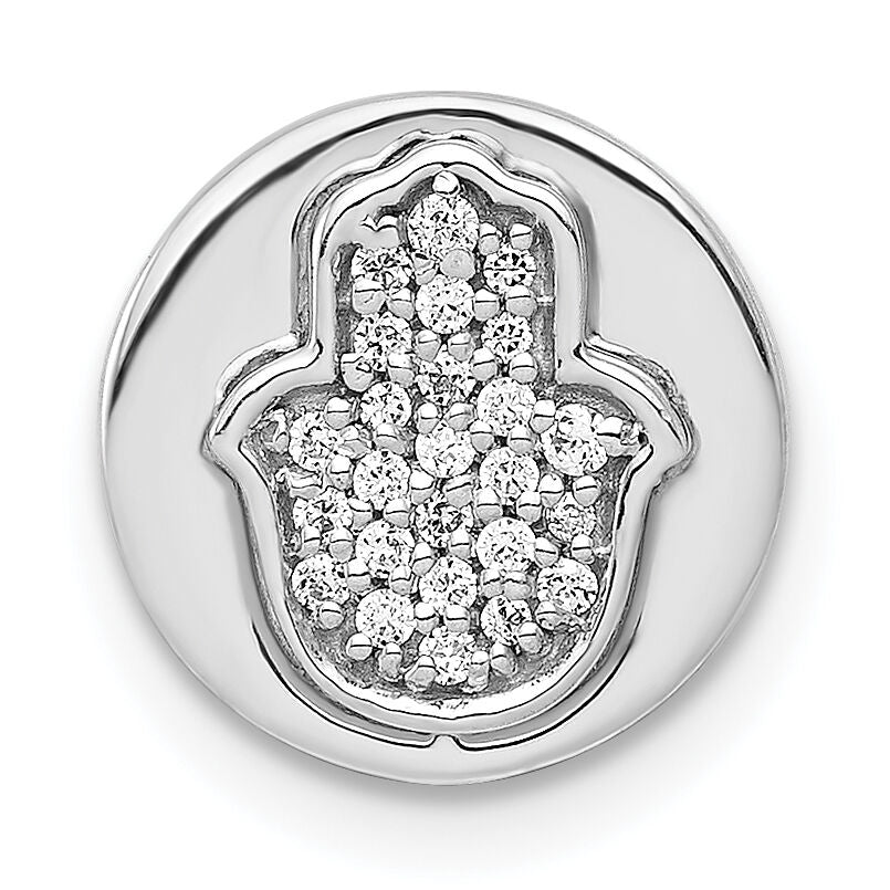 14k White Gold 1/10ct. Diamond Hamsa Chain Slide-PM4066-010-WA