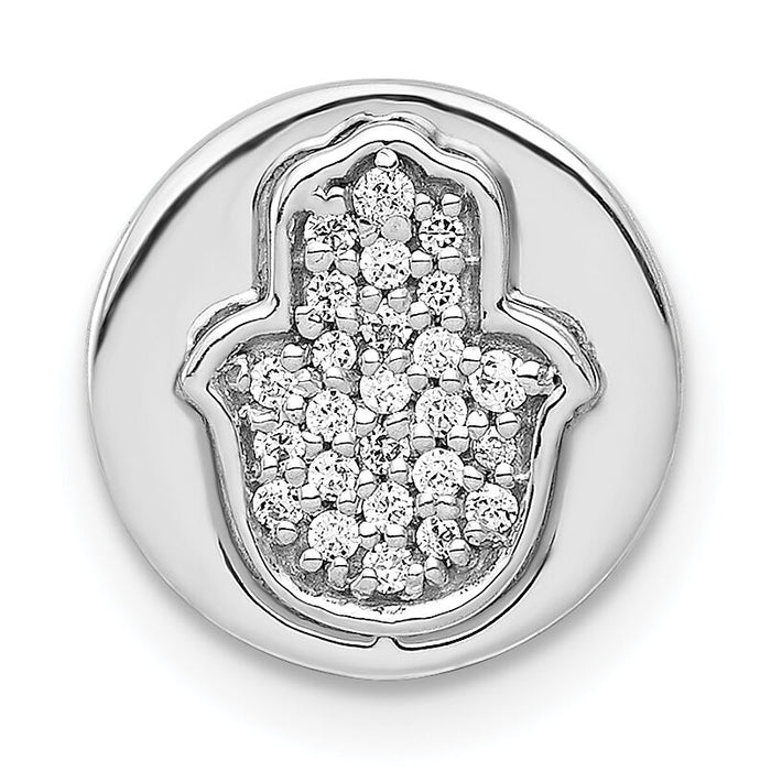 14k White Gold 1/10ct. Diamond Hamsa Chain Slide-PM4066-010-WA