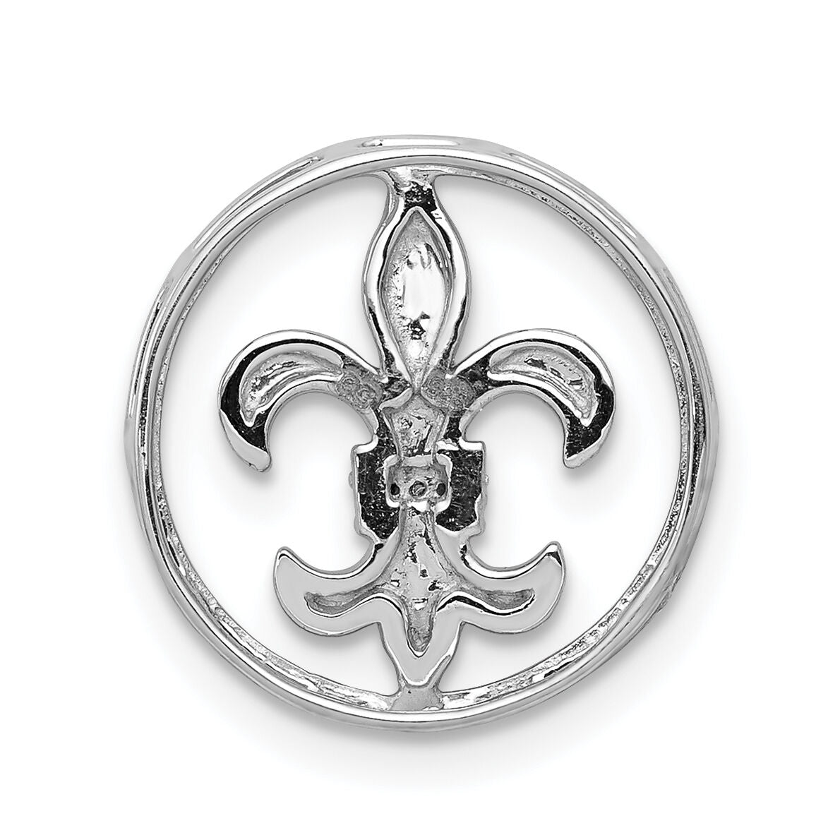 14k White Gold .01ct. Diamond Fleur De Lis Chain Slide-PM4067-001-WA