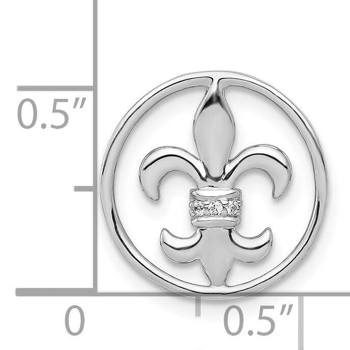 14k White Gold .01ct. Diamond Fleur De Lis Chain Slide-PM4067-001-WA