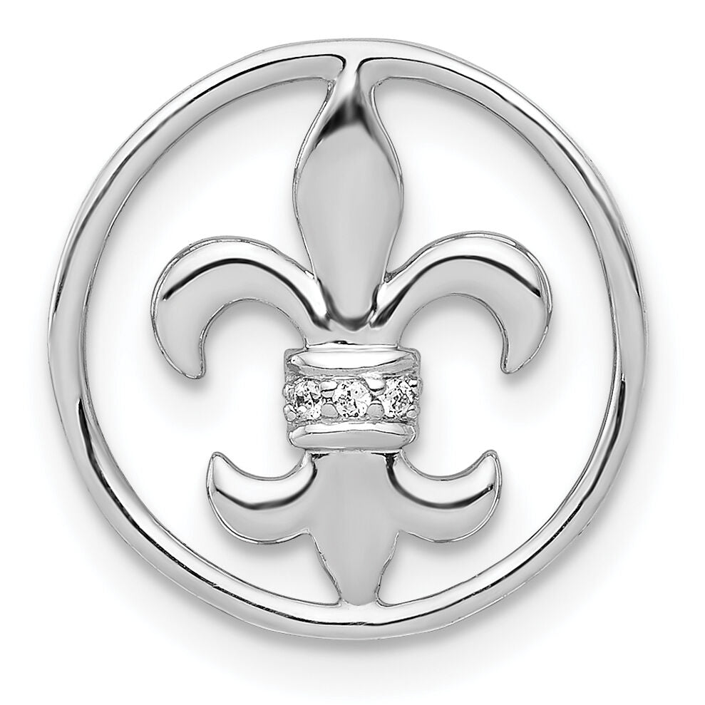 14k White Gold .01ct. Diamond Fleur De Lis Chain Slide-PM4067-001-WA