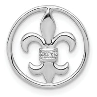 14k White Gold .01ct. Diamond Fleur De Lis Chain Slide-PM4067-001-WA