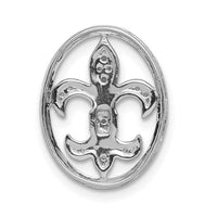 14k White Gold Oval 1/5ct. Diamond Fleur de Lis Chain Slide-PM4070-020-WA