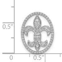 14k White Gold Oval 1/5ct. Diamond Fleur de Lis Chain Slide-PM4070-020-WA