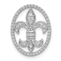 14k White Gold Oval 1/5ct. Diamond Fleur de Lis Chain Slide-PM4070-020-WA