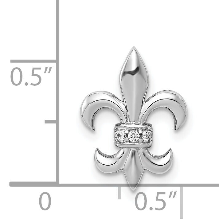 14k White Gold .02ct. Diamond Fleur de Lis Chain Slide-PM4072-002-WA