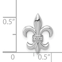 14k White Gold .02ct. Diamond Fleur de Lis Chain Slide-PM4072-002-WA
